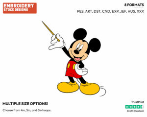 Pointing With Stick - Disney's Mickey Mouse - Embroidery Design in 3 sizes & 8 formats