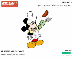 Flipping Burger - Disney's Mickey Mouse - Embroidery Design in 3 sizes & 8 formats
