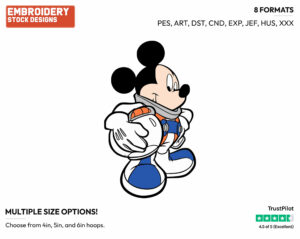 Astronaut Mickey - Disney's Mickey Mouse - Embroidery Design in 3 sizes & 8 formats