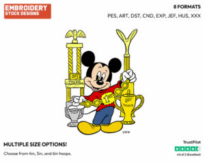 Posing With Awards - Disney's Mickey Mouse - Embroidery Design in 3 sizes & 8 formats