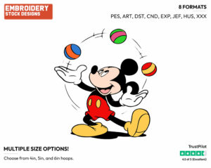 Juggling - Disney's Mickey Mouse - Embroidery Design in 3 sizes & 8 formats