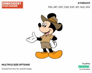 On Safari - Disney's Mickey Mouse - Embroidery Design in 3 sizes & 8 formats