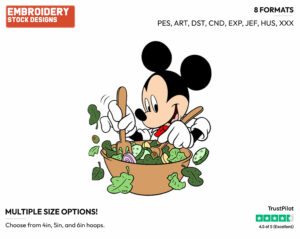 Tossing A Salad - Disney's Mickey Mouse - Embroidery Design in 3 sizes & 8 formats