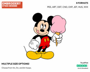 Mickey Mouse, Ice Cream Cone - Disney's Mickey Mouse - Embroidery Design in 3 sizes & 8 formats