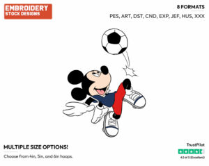 Playing Soccer - Disney's Mickey Mouse - Embroidery Design in 3 sizes & 8 formats