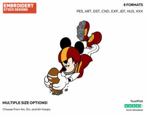 Diving For Football - Disney's Mickey Mouse - Embroidery Design in 3 sizes & 8 formats