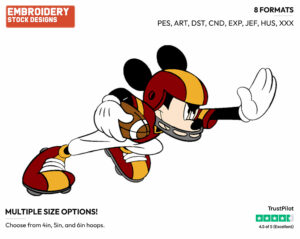 Running With Football - Disney's Mickey Mouse - Embroidery Design in 3 sizes & 8 formats