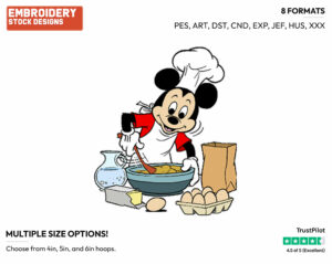 Preparing A Dish - Disney's Mickey Mouse - Embroidery Design in 3 sizes & 8 formats
