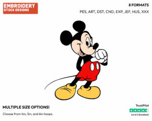 Confident Mickey Mouse - Disney's Mickey Mouse - Embroidery Design in 3 sizes & 8 formats