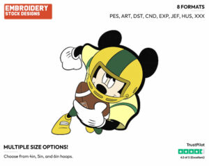 Playing Football - Disney's Mickey Mouse - Embroidery Design in 3 sizes & 8 formats