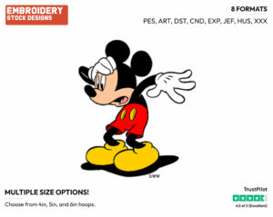 Shocked - Disney's Mickey Mouse - Embroidery Design in 3 sizes & 8 formats