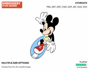 Surfing - Disney's Mickey Mouse - Embroidery Design in 3 sizes & 8 formats
