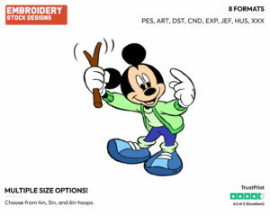 Holding A Branch - Disney's Mickey Mouse - Embroidery Design in 3 sizes & 8 formats