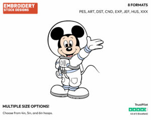 Mickey Mouse As An Astronaut - Disney's Mickey Mouse - Embroidery Design in 3 sizes & 8 formats