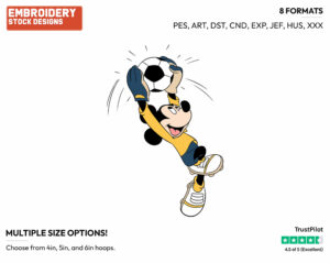 Catching Soccer Ball - Disney's Mickey Mouse - Embroidery Design in 3 sizes & 8 formats