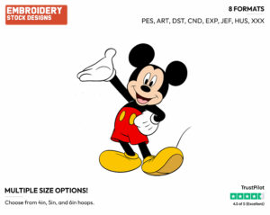 Cheerful Mickey - Disney's Mickey Mouse - Embroidery Design in 3 sizes & 8 formats
