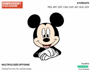 Mickey Mouse Face - Disney's Mickey Mouse - Embroidery Design in 3 sizes & 8 formats