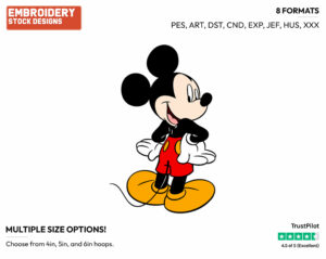 Mickey Mouse Back View - Disney's Mickey Mouse - Embroidery Design in 3 sizes & 8 formats