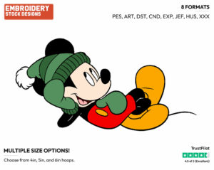 Mickey Dressed For Winter - Disney's Mickey Mouse - Embroidery Design in 3 sizes & 8 formats