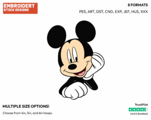 Mickey Mouse Face - Disney's Mickey Mouse - Embroidery Design in 3 sizes & 8 formats