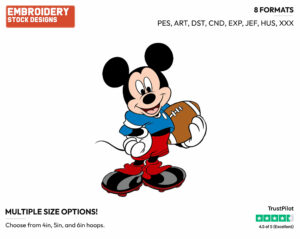 Mickey Mouse, Football - Disney's Mickey Mouse - Embroidery Design in 3 sizes & 8 formats