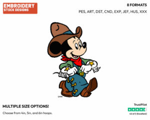 Cowboy Mickey Mouse - Disney's Mickey Mouse - Embroidery Design in 3 sizes & 8 formats