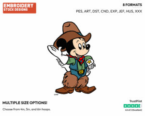 Cowboy Mickey Mouse - Disney's Mickey Mouse - Embroidery Design in 3 sizes & 8 formats