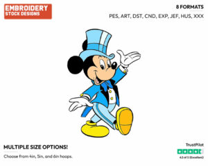 Dapper Mickey Mouse - Disney's Mickey Mouse - Embroidery Design in 3 sizes & 8 formats