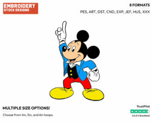 Disco Dancing - Disney's Mickey Mouse - Embroidery Design in 3 sizes & 8 formats
