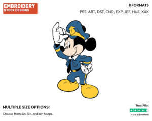 Pilot Mickey Mouse - Disney's Mickey Mouse - Embroidery Design in 3 sizes & 8 formats