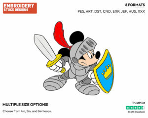 Mickey Mouse The Knight - Disney's Mickey Mouse - Embroidery Design in 3 sizes & 8 formats