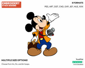 Tourist Mickey Mouse - Disney's Mickey Mouse - Embroidery Design in 3 sizes & 8 formats