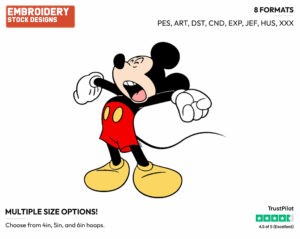 Yawning - Disney's Mickey Mouse - Embroidery Design in 3 sizes & 8 formats