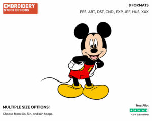 Smiling Mickey Mouse - Disney's Mickey Mouse - Embroidery Design in 3 sizes & 8 formats