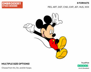Jumping Down - Disney's Mickey Mouse - Embroidery Design in 3 sizes & 8 formats