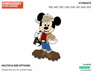 Mickey The Treasure Hunter - Disney's Mickey Mouse - Embroidery Design in 3 sizes & 8 formats