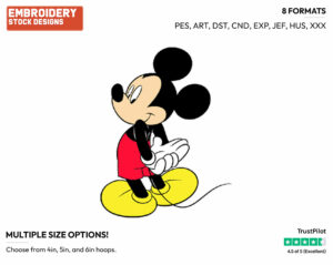 Mickey Mouse Back View - Disney's Mickey Mouse - Embroidery Design in 3 sizes & 8 formats