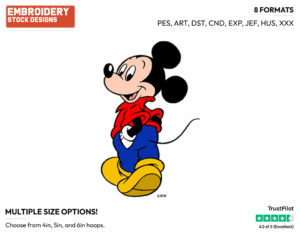 Casual Mickey - Disney's Mickey Mouse - Embroidery Design in 3 sizes & 8 formats