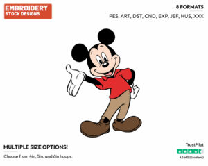Mickey Mouse - Disney's Mickey Mouse - Embroidery Design in 3 sizes & 8 formats