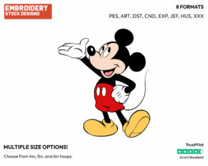Presenting - Disney's Mickey Mouse - Embroidery Design in 3 sizes & 8 formats