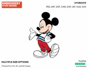 Wearing A T-Shirt - Disney's Mickey Mouse - Embroidery Design in 3 sizes & 8 formats