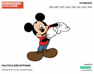 Rolling Up His Sleeve - Disney's Mickey Mouse - Embroidery Design in 3 sizes & 8 formats