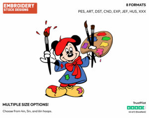 Mickey Mouse The Artist - Disney's Mickey Mouse - Embroidery Design in 3 sizes & 8 formats