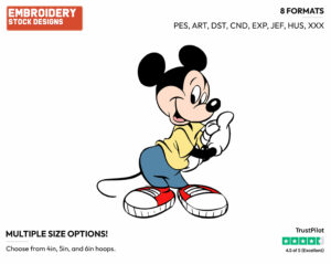 Giving Thumbs Up - Disney's Mickey Mouse - Embroidery Design in 3 sizes & 8 formats