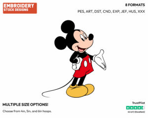 Mickey Mouse - Disney's Mickey Mouse - Embroidery Design in 3 sizes & 8 formats
