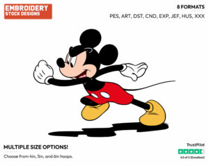 Mickey Mouse Running - Disney's Mickey Mouse - Embroidery Design in 3 sizes & 8 formats