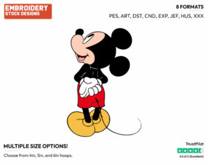Mickey Mouse Looking Up From Behind - Disney's Mickey Mouse - Embroidery Design in 3 sizes & 8 formats