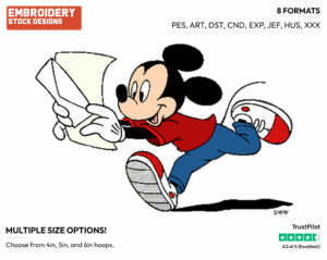 Running With Letter - Disney's Mickey Mouse - Embroidery Design in 3 sizes & 8 formats