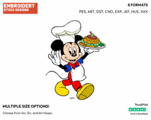 Serving A Sandwich - Disney's Mickey Mouse - Embroidery Design in 3 sizes & 8 formats