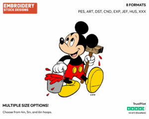 Ready To Paint - Disney's Mickey Mouse - Embroidery Design in 3 sizes & 8 formats